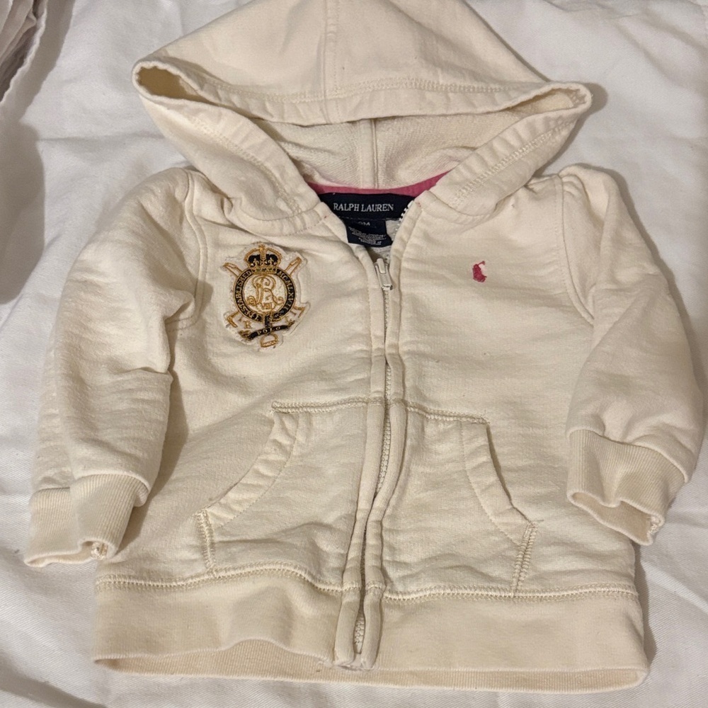 Ralph Lauren Off-White Kids Hoodie with Embroidered Crest 9m